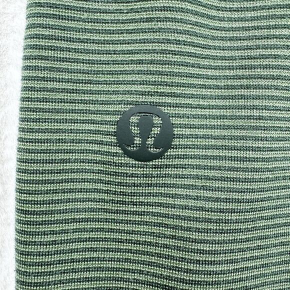 Lululemon Polo Shirt Men L Green Stripe Evolution Performance Golf Short Sleeve - Picture 9 of 11